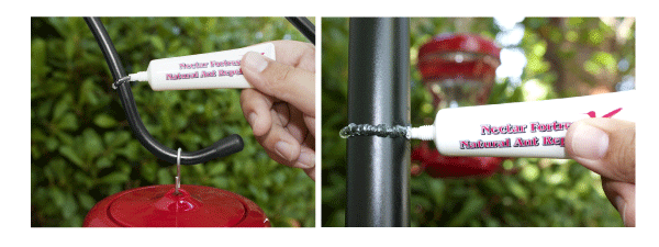 Applying Nectar Fortress Natural Ant Repellent directly on to the pole or hook